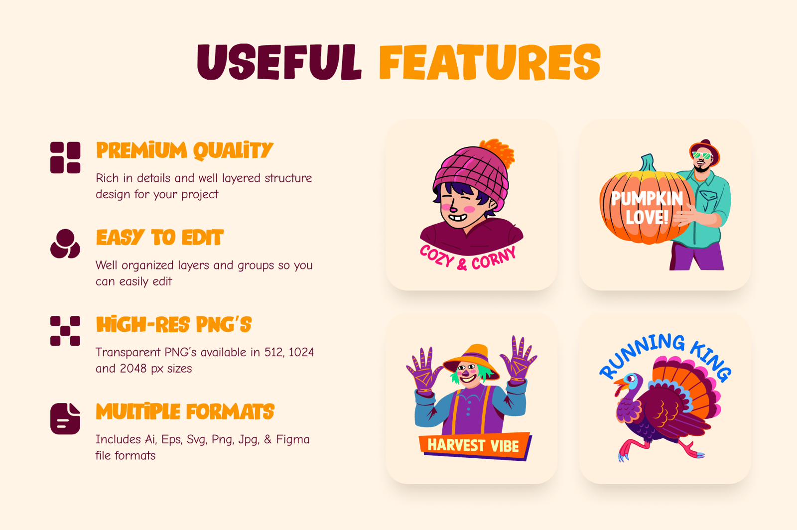 Thanksgiving Stickers Set