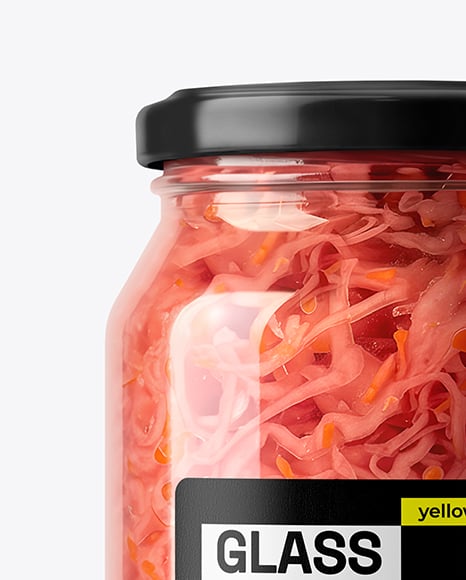 Glass Jar with Red Cabbage Sauerkraut Mockup