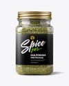 Square Plastic Jar with Marjoram Spice Mockup