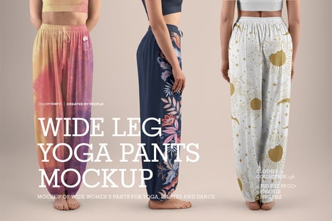5 Wide Leg Pants Mockups for Yoga and Pilates. vol.01 - Apparel Mockups