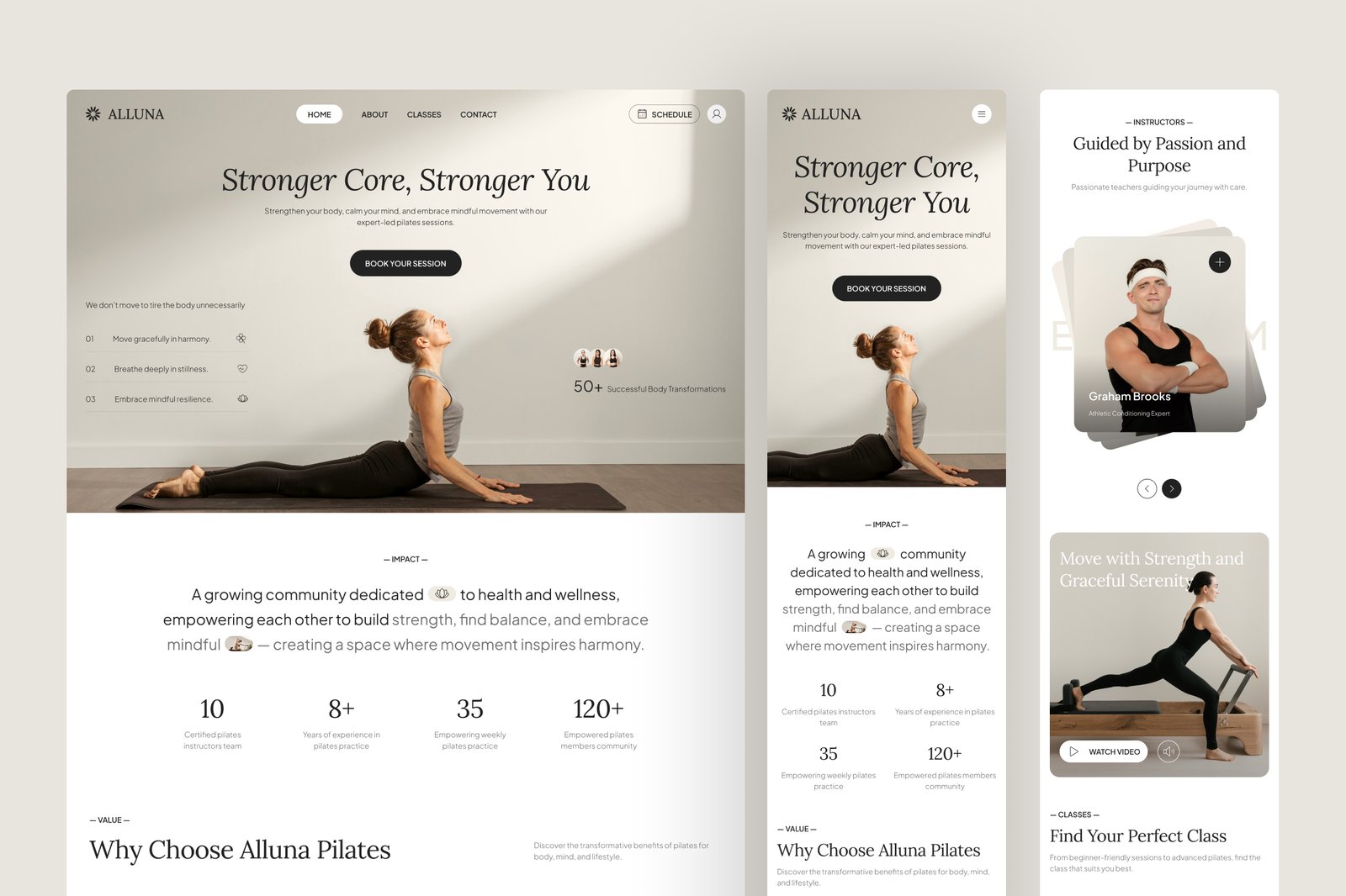 Alluna - Pilates Studio Website UI Figma Template