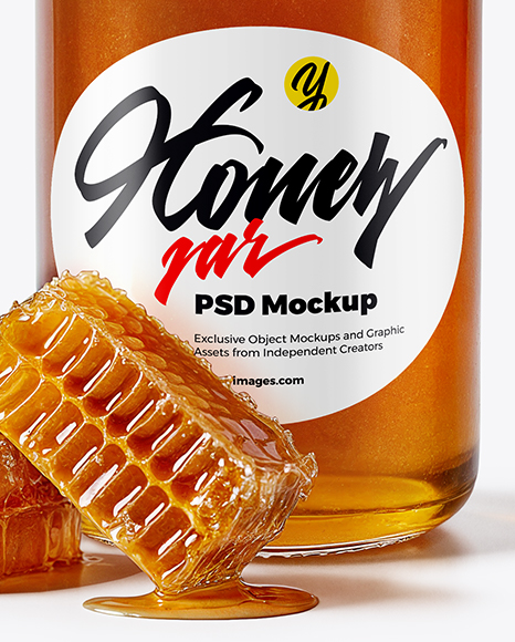 Glass Jar with Wildflower Honey Mockup