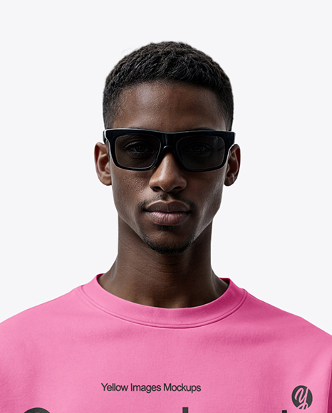 Young Black Man Wearing Oversize Sweatshirt and Shorts Mockup