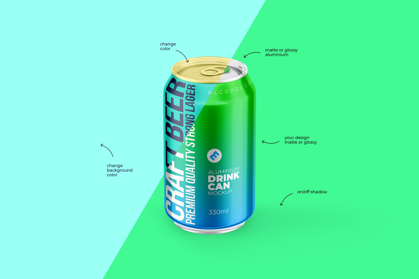 Classic 330ml Aluminium Can Mockup