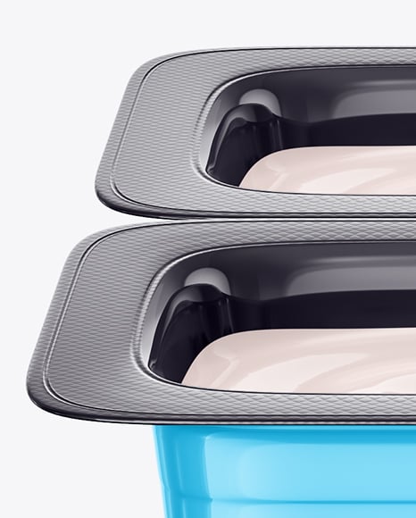 Glossy Plastic Yoghurt Cups Mockup
