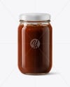 Clear Glass Jar with BBQ Sauce Mockup