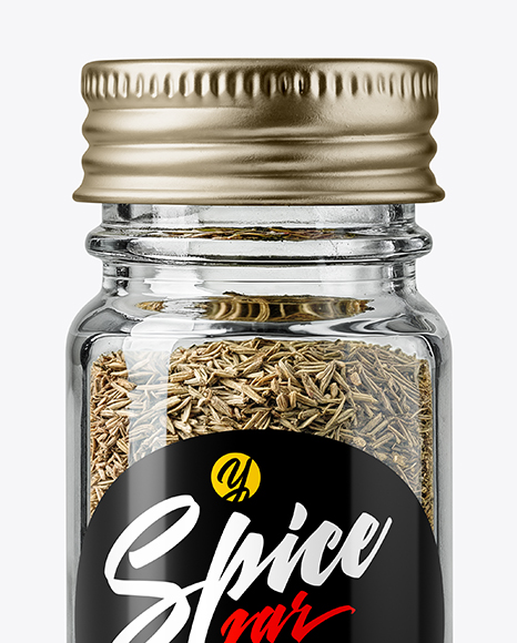 Glass Spice Jar with Thyme Mockup