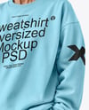Smiling Old Woman in Oversize Sweatshirt & Sweatpants Mockup