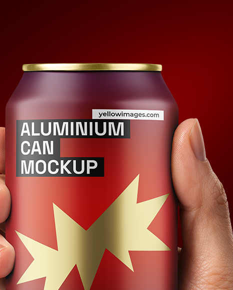 355ml Matte Aluminium Drink Can in Hand Mockup