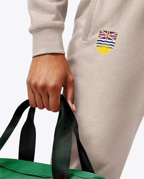 Woman Wearing Cropped Hoodie & Sweatpants Mockup