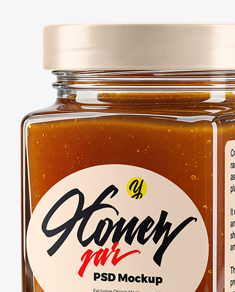 Glass Square Jar with Manuka Honey Mockup