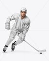 Man Wearing Full Ice Hockey Kit Mockup