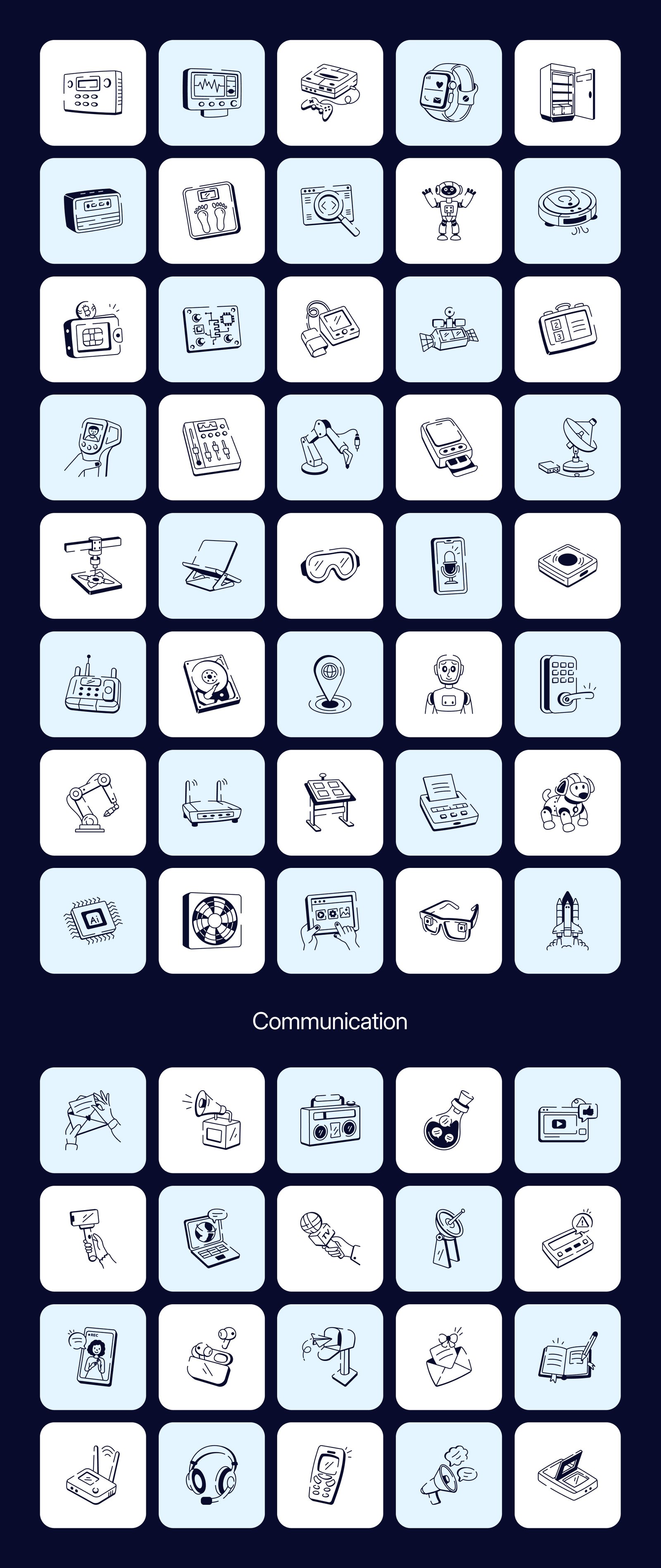Business and Tech Doodle Icons