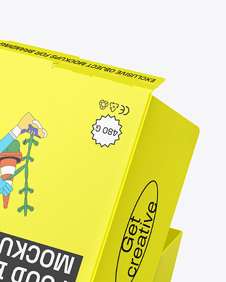 Opened Paper Food Box Mockup