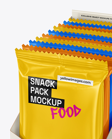 Small Display Box with Glossy Snacks Mockup