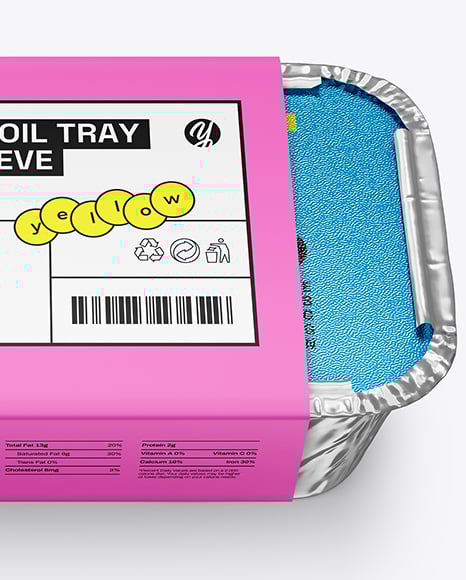 Aluminium Foil Tray Container in Paper Sleeve Mockup