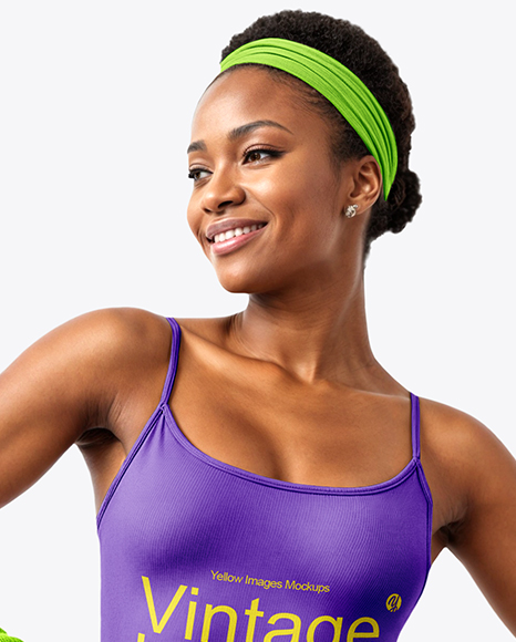 Woman Wearing Vintage Fitness Outfit Mockup