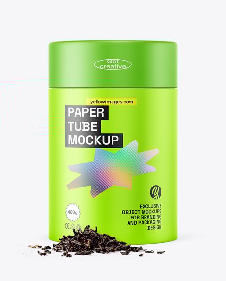 Paper Tube with Tea Mockup
