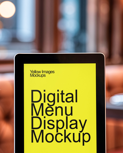 Tabletop Digital Menu in a Cafe Mockup