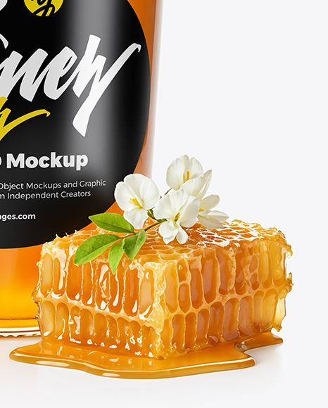 Glass Jar with Acacia Honey Mockup