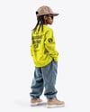 Black Boy with Braids Wearing Sweatshirt and Baseball Cap Mockup