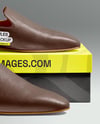 Pair of Mules with Shoe Box Mockup