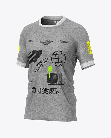 Heather T-Shirt Mockup - Half Side View