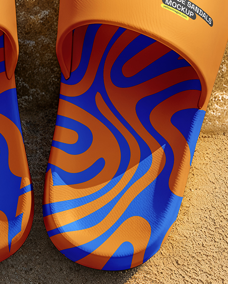 Slide Sandals on the Beach Mockup