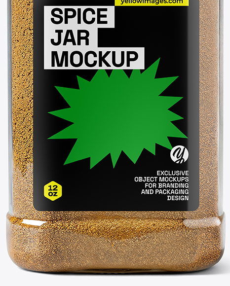 Plastic Square Jar with Ground Cumin Mockup