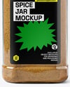 Plastic Square Jar with Ground Cumin Mockup