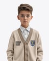 Young Boy Wearing Cardigan and Shirt Mockup