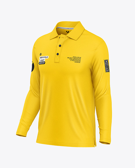Men's Long Sleeve Polo Shirt Mockup - Half Side View - Women's+Polo+PSD+Mockup+Half+Side+View+-+Women's+Polo+PSD+...