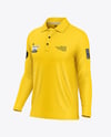 Men's Long Sleeve Polo Shirt Mockup - Half Side View