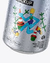 330ml Aluminium Can With Water Drops Mockup