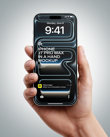 iPhone 17 Pro Max Silver in a Hand Mockup