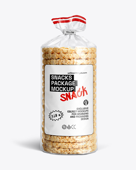 Clear Snack Package with Rice Cakes Mockup