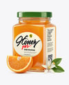 Square Glass Jar with Orange Blossom Honey Mockup