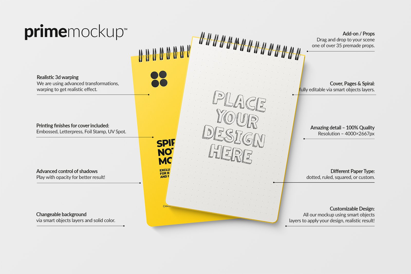 Spiral bound notebook mockup