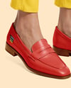 Pair of Leather Loafers on Woman's Legs Mockup