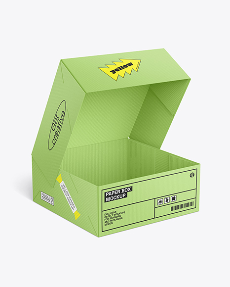 Opened Textured Cake Box Mockup - Cake+Box.+For+Fast+Food,+Gift,+Etc.+Carry+Packaging+...