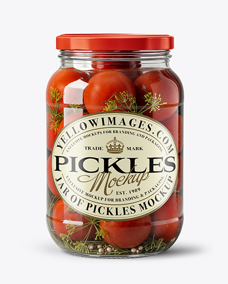 Glass Jar Filled Pickled Tomatoes Mockup - Tomato paste mockup