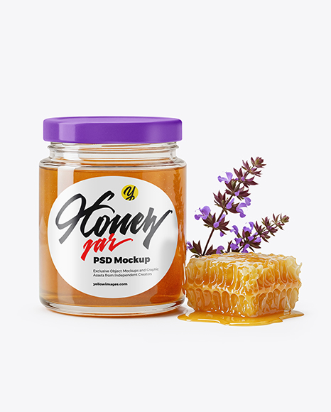 Glass Jar with Sage Honey Mockup - Realistic mockups