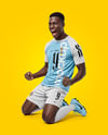 Soccer Player Wearing Raglan Jersey and Shorts Mockup