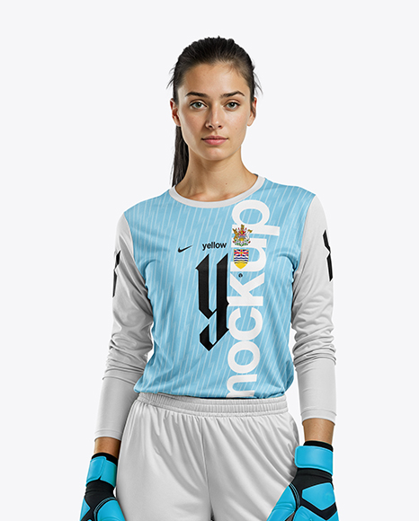 Female Soccer Goalkeeper Wearing Long Sleeve Jersey Mockup