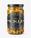 Glass Jar with Chanterelles Mushrooms Mockup