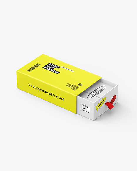 Slide Box Mockup – Half Side View