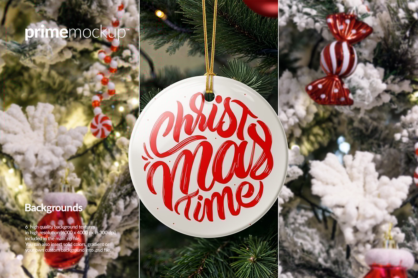 Christmas Ceramic Ornaments Mockup Scene
