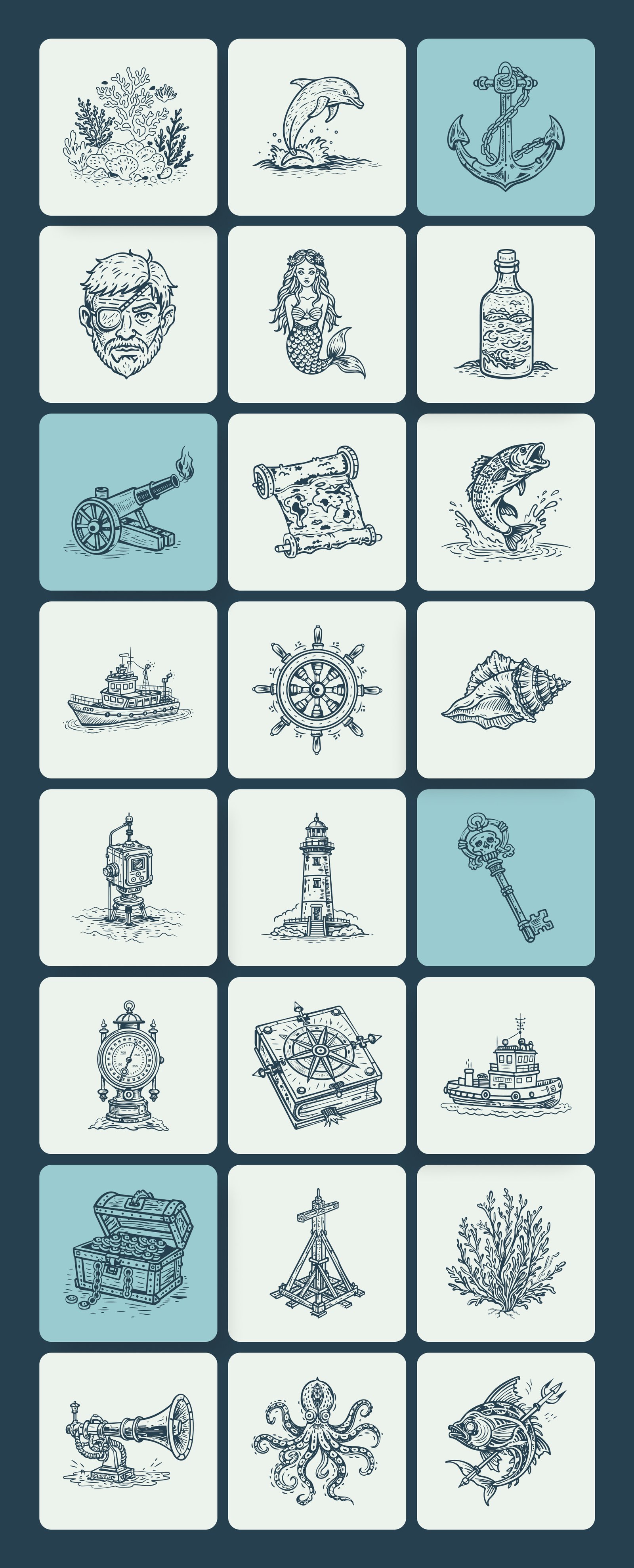 Vintage Sailor Tattoos Illustrations