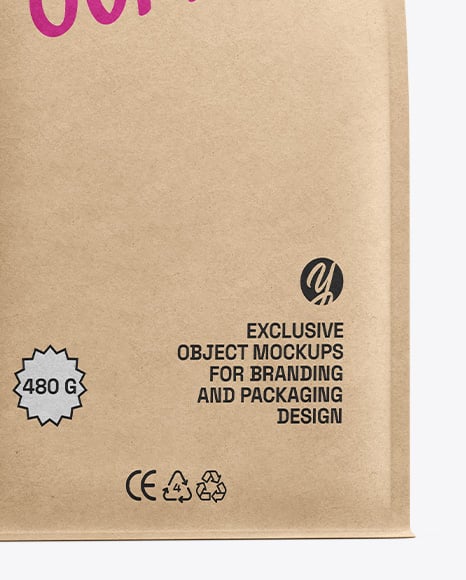 Kraft Coffee Bag Mockup – Half Side View