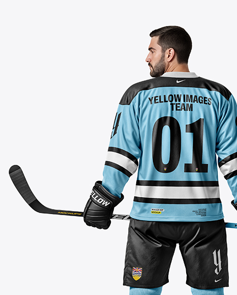 Man Wearing Full Ice Hockey Kit Mockup